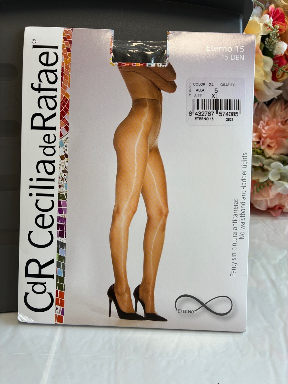 Cecilia de Rafael Eterno 15 Glossy Sheer Waistless Tights Grafito XL 15 Denier
